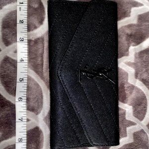 YSL LARGE FLAP WALLET IN GRAIN DE POUDRE EMBOSSED LEATHER